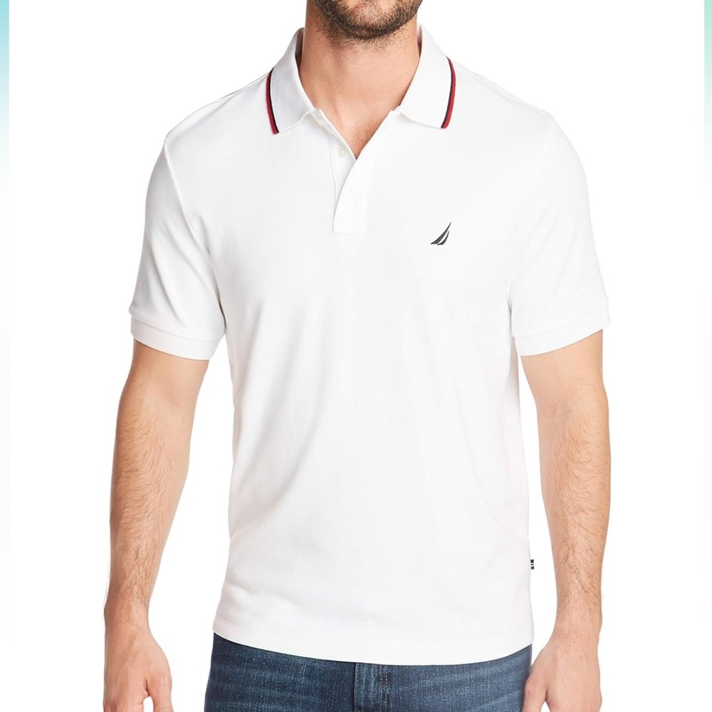 Nautica Men's Classic Fit Short Sleeve Dual Tipped Collar Polo Shirt